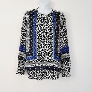 Loft Mixed Pattern Floral Button Up‎ Career Blouse